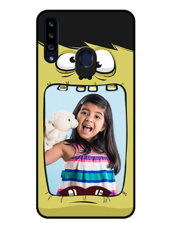 Custom Galaxy A20s Personalized Glass Phone Case - Cartoon monster back case Design