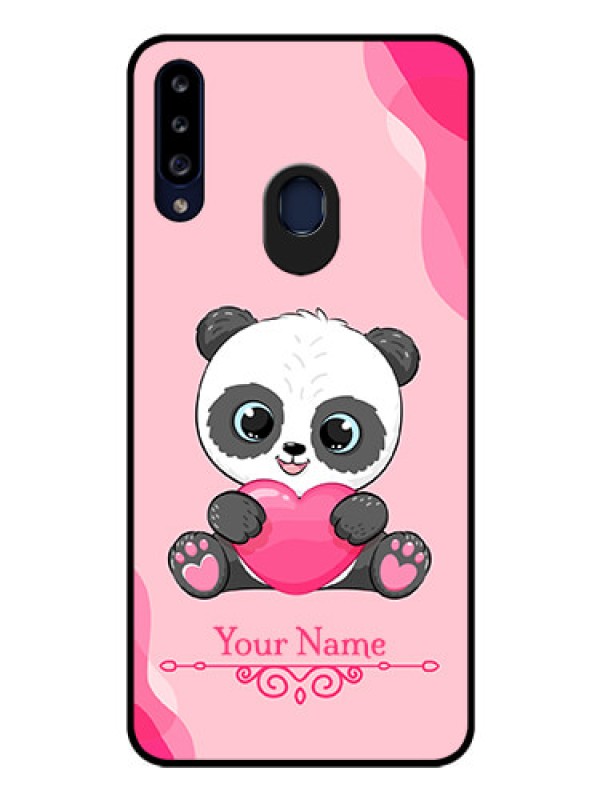 Custom Galaxy A20s Custom Glass Mobile Case - Cute Panda Design