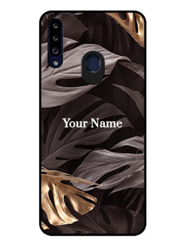 Custom Galaxy A20s Personalised Glass Phone Case - Wild Leaves digital paint Design