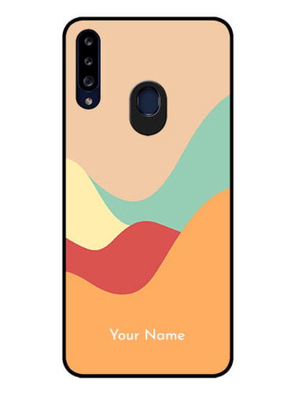 Custom Galaxy A20s Personalized Glass Phone Case - Ocean Waves Multi-colour Design