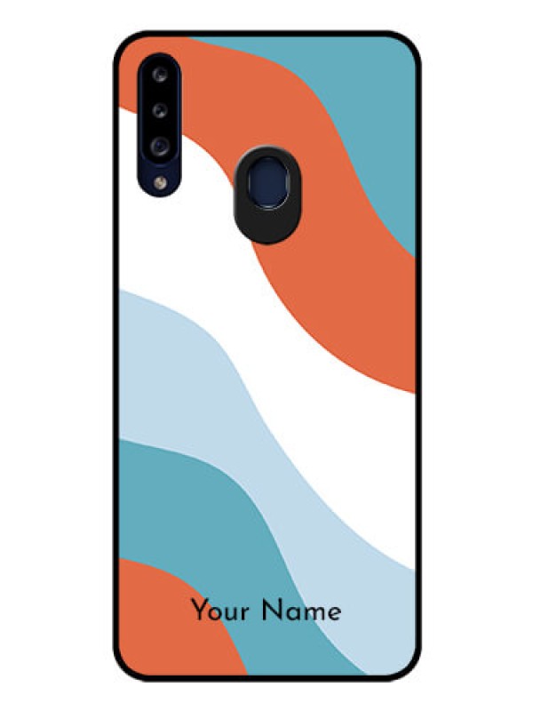 Custom Galaxy A20s Custom Glass Mobile Case - coloured Waves Design