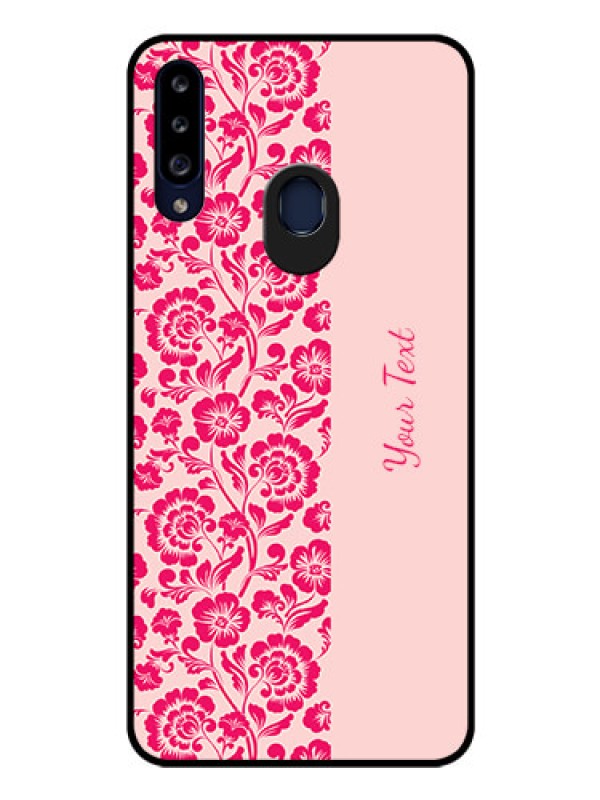 Custom Galaxy A20s Custom Glass Phone Case - Attractive Floral Pattern Design