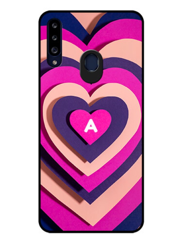 Custom Galaxy A20s Custom Glass Mobile Case - Cute Heart Pattern Design