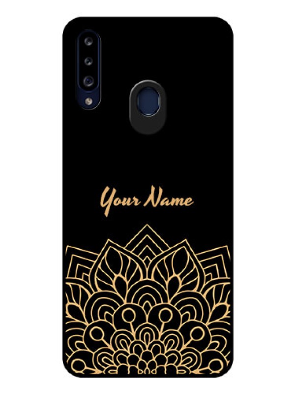 Custom Galaxy A20s Custom Glass Phone Case - Golden mandala Design
