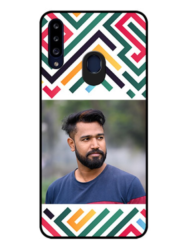 Custom Galaxy A20s Personalized Glass Phone Case - Colorful Maze Pattern Design