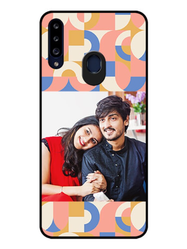 Custom Galaxy A20s Photo Printing on Glass Case - Semi-circle Maze Pattern Design