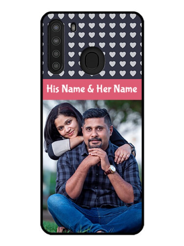 Custom Galaxy A21 Custom Glass Mobile Case - Love Symbols Design