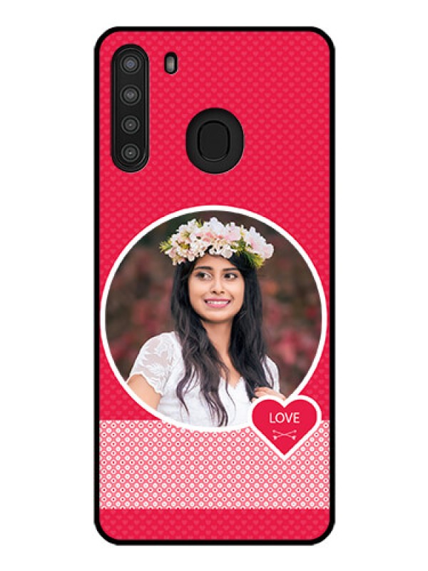 Custom Galaxy A21 Personalised Glass Phone Case - Pink Pattern Design