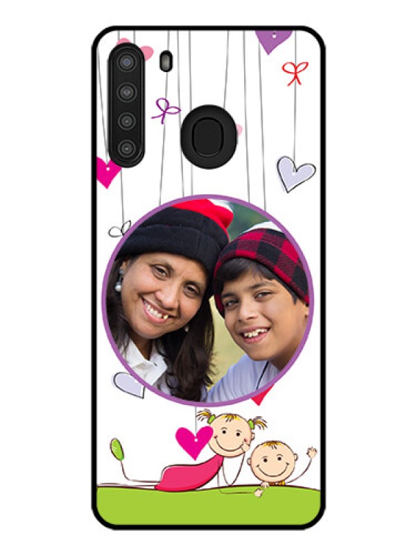Custom Galaxy A21 Photo Printing on Glass Case - Cute Kids Phone Case Design