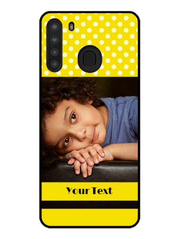 Custom Galaxy A21 Custom Glass Phone Case - Bright Yellow Case Design