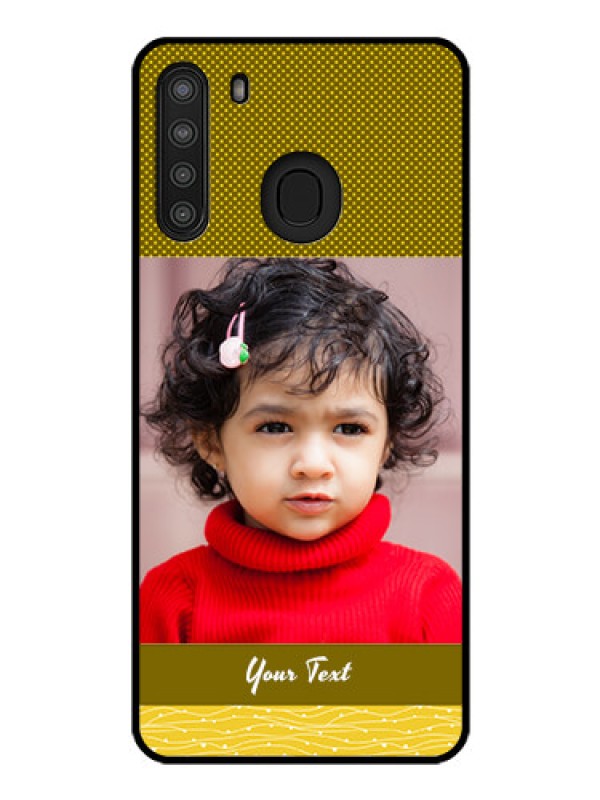 Custom Galaxy A21 Custom Glass Phone Case - Simple Green Color Design