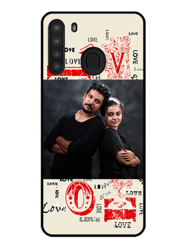 Custom Galaxy A21 Photo Printing on Glass Case - Trendy Love Design Case