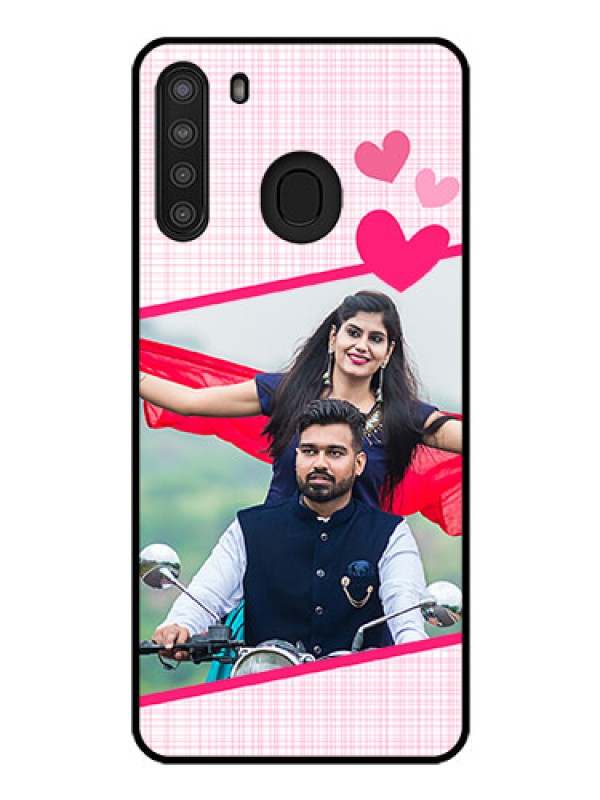 Custom Galaxy A21 Custom Glass Phone Case - Love Shape Heart Design