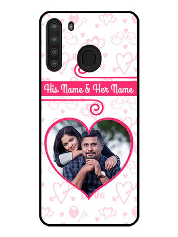 Custom Galaxy A21 Personalized Glass Phone Case - Heart Shape Love Design