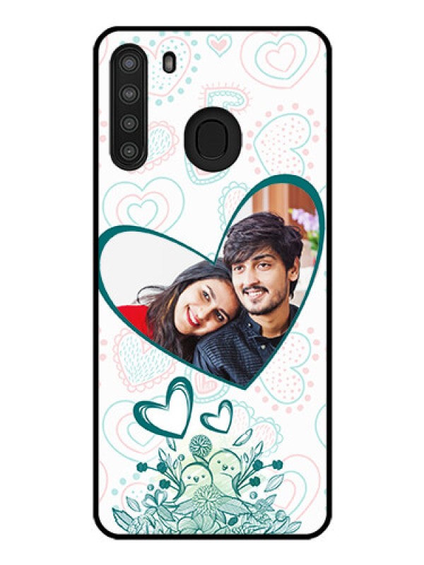 Custom Galaxy A21 Photo Printing on Glass Case - Premium Couple Design
