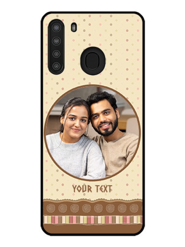 Custom Galaxy A21 Custom Glass Mobile Case - Brown Dotted Mobile Case Design