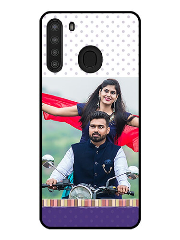 Custom Galaxy A21 Photo Printing on Glass Case - Cute Family Design