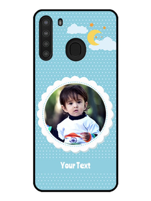 Custom Galaxy A21 Personalised Glass Phone Case - Violet Pattern Design