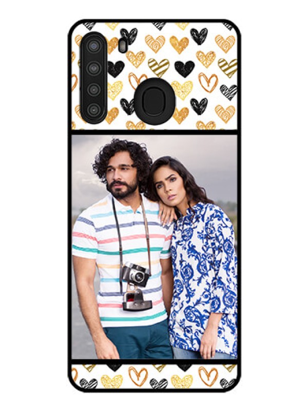 Custom Galaxy A21 Photo Printing on Glass Case - Love Symbol Design