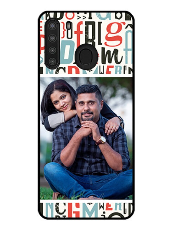 Custom Galaxy A21 Personalized Glass Phone Case - Alphabet Design