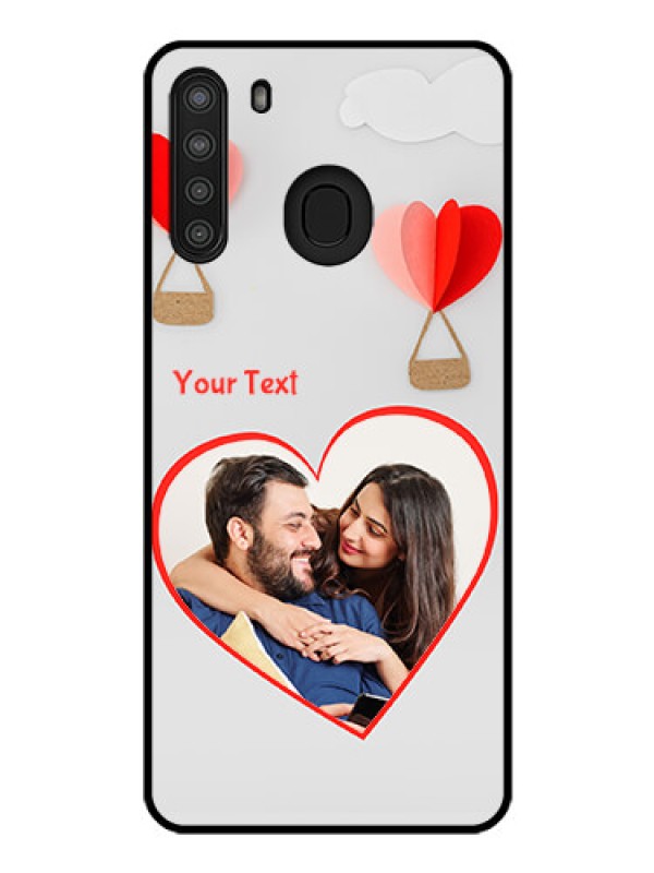 Custom Galaxy A21 Custom Glass Mobile Case - Parachute Love Design