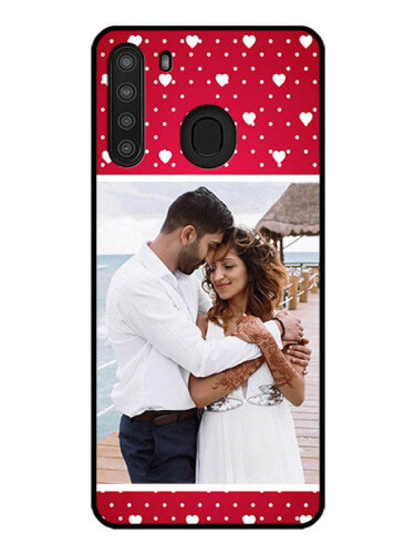 Custom Galaxy A21 Photo Printing on Glass Case - Hearts Mobile Case Design