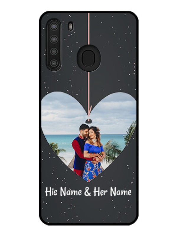 Custom Galaxy A21 Custom Glass Phone Case - Hanging Heart Design