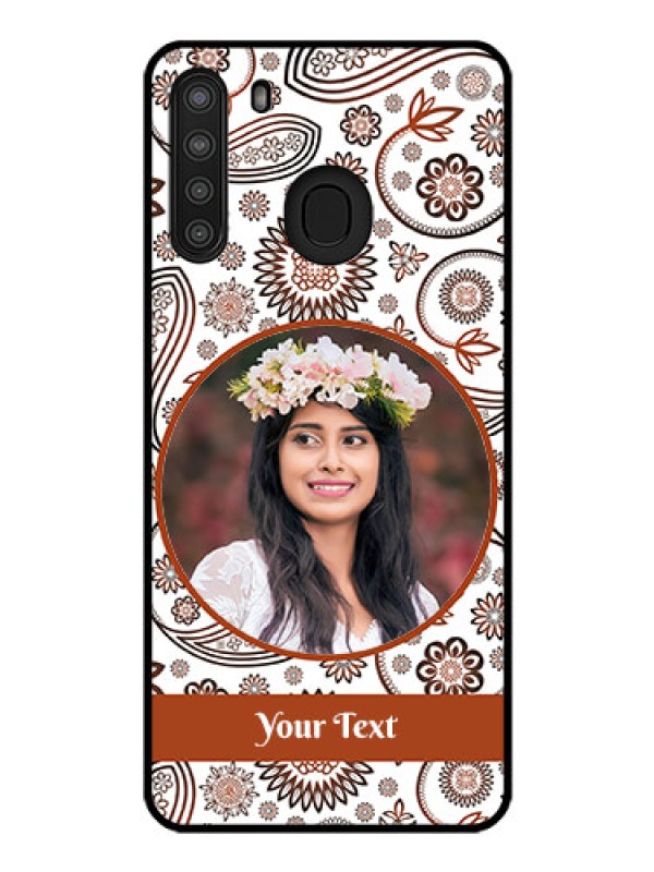 Custom Galaxy A21 Custom Glass Mobile Case - Abstract Flower Design