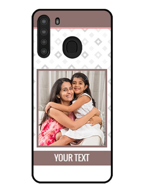Custom Galaxy A21 Photo Printing on Glass Case - Simple Diamond Design