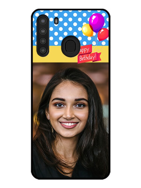 Custom Galaxy A21 Custom Glass Mobile Case - Happy Birthday Design