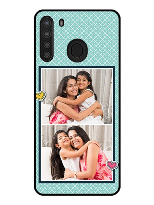 Custom Galaxy A21 Custom Glass Phone Case - 2 Image Holder with Pattern Design
