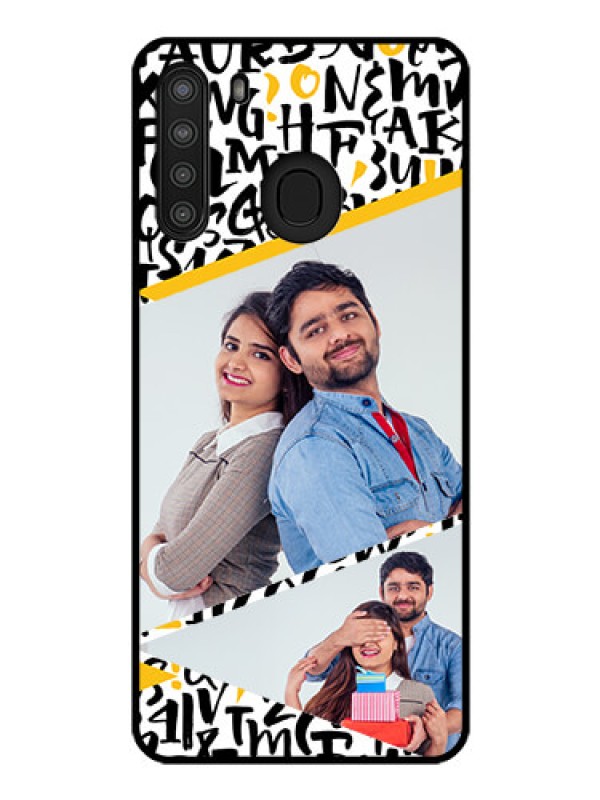 Custom Galaxy A21 Custom Glass Mobile Case - Letters Pattern Design