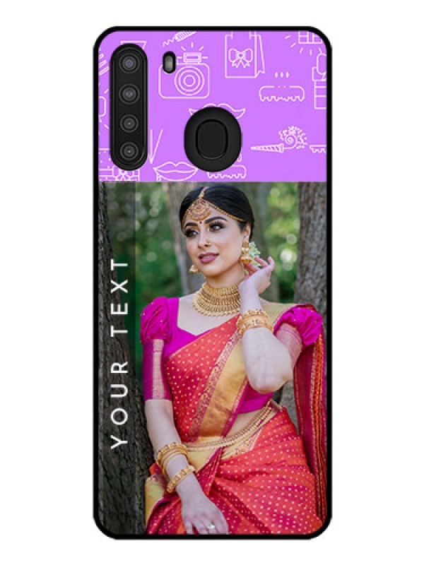 Custom Galaxy A21 Custom Glass Mobile Case - Birthday Icons Design