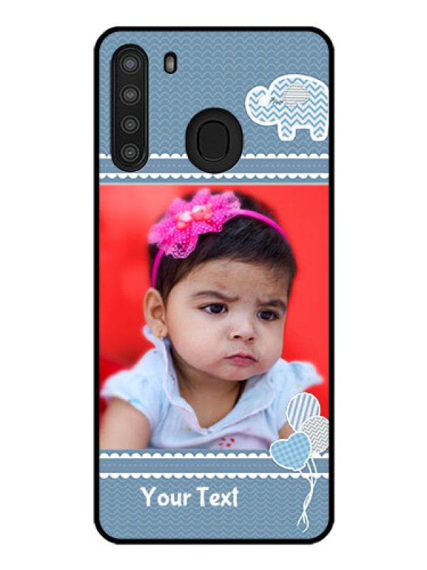 Custom Galaxy A21 Photo Printing on Glass Case - with Kids Pattern Design