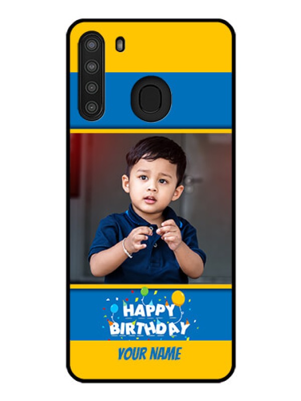 Custom Galaxy A21 Custom Glass Mobile Case - Birthday Wishes Design