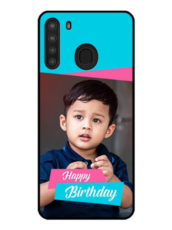 Custom Galaxy A21 Personalized Glass Phone Case - Image Holder with 2 Color Design