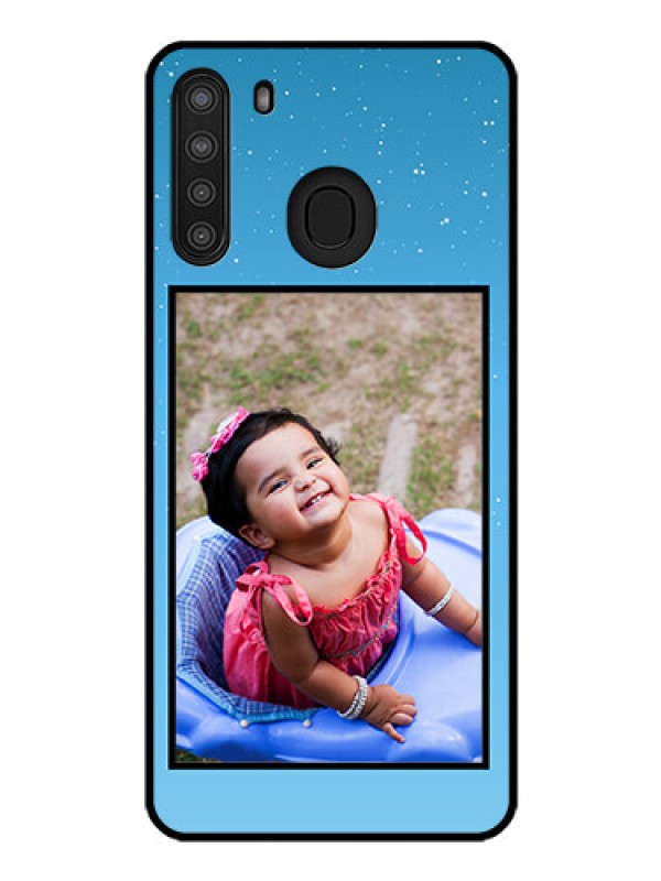 Custom Galaxy A21 Custom Glass Mobile Case - Wave Pattern Colorful Design