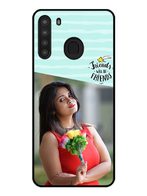 Custom Galaxy A21 Custom Glass Phone Case - Friends Picture Icon Design