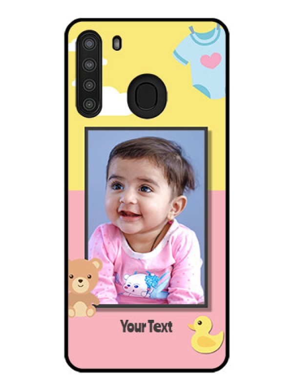 Custom Galaxy A21 Photo Printing on Glass Case - Kids 2 Color Design