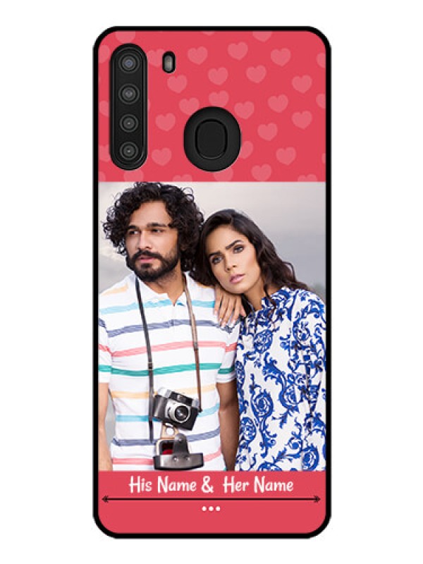 Custom Galaxy A21 Photo Printing on Glass Case - Simple Love Design