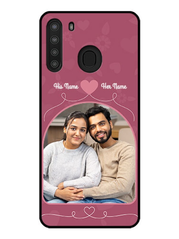 Custom Galaxy A21 Photo Printing on Glass Case - Love Floral Design