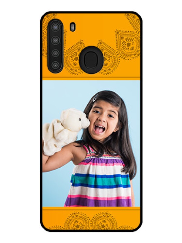 Custom Galaxy A21 Personalized Glass Phone Case - Photo Wedding Design