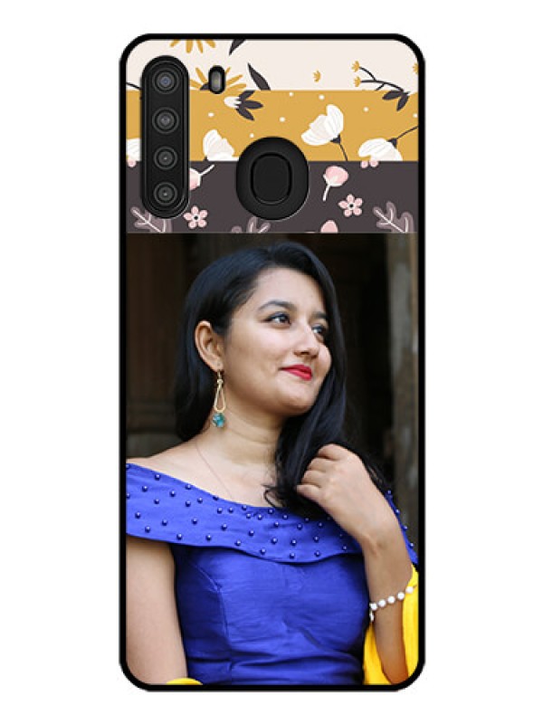 Custom Galaxy A21 Custom Glass Phone Case - Stylish Floral Design