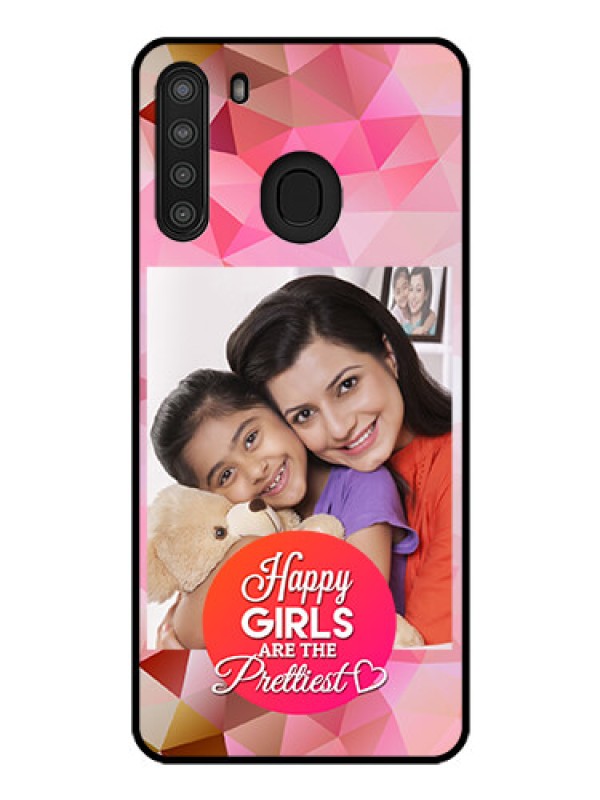 Custom Galaxy A21 Photo Printing on Glass Case - Abstract Triangle Design