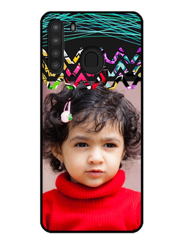 Custom Galaxy A21 Personalized Glass Phone Case - Neon Abstract Design