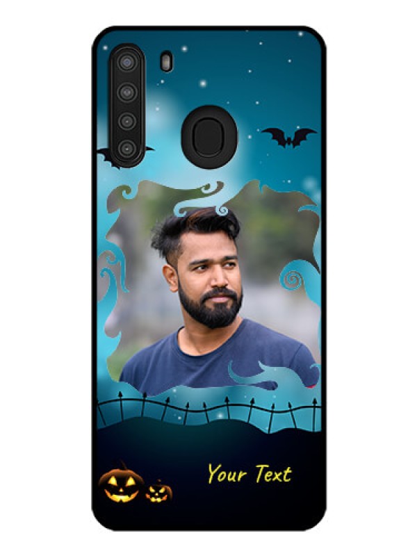 Custom Galaxy A21 Custom Glass Phone Case - Halloween frame design