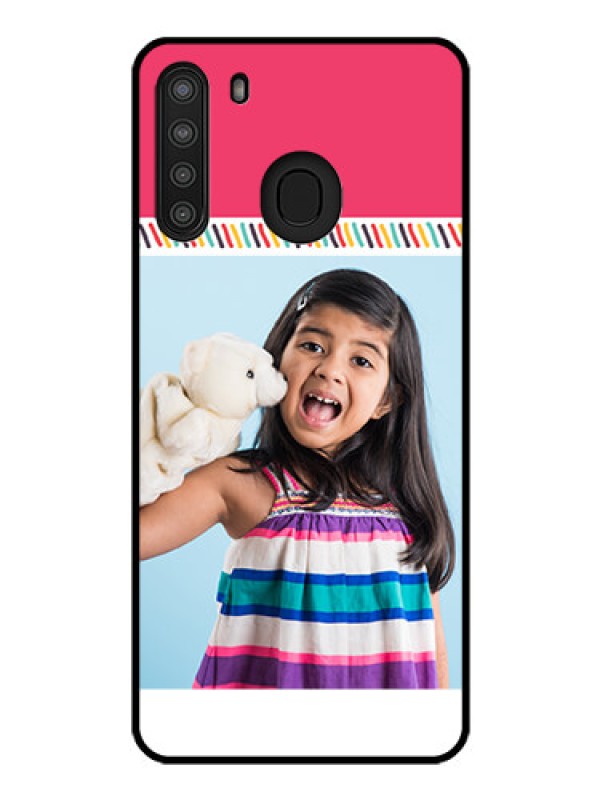 Custom Galaxy A21 Personalized Glass Phone Case - Line art design