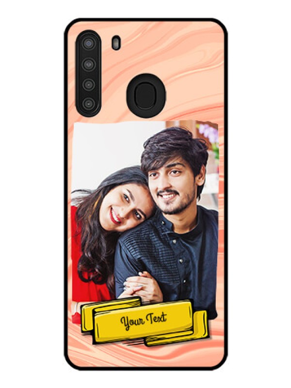 Custom Galaxy A21 Personalized Glass Phone Case - Marble Texture Design