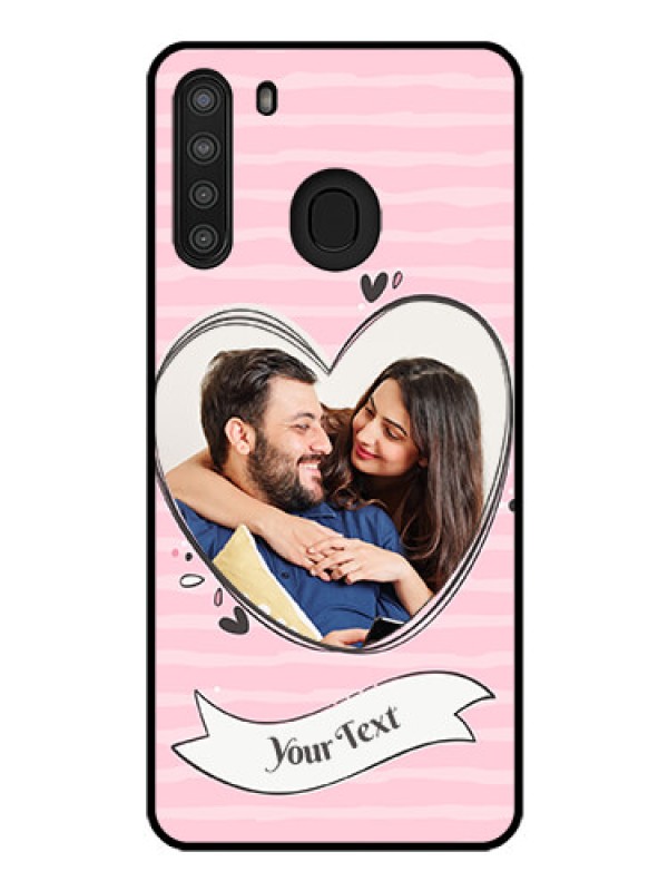 Custom Galaxy A21 Custom Glass Phone Case - Vintage Heart Design