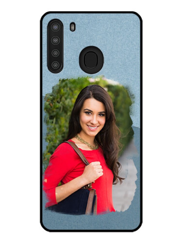 Custom Galaxy A21 Custom Glass Mobile Case - Grunge Line Art Design